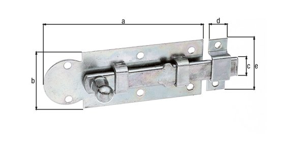 Fensterriegel,mit Knopf, gerade, mit Schlaufe, disp.,Platte LxB 80x30 mm