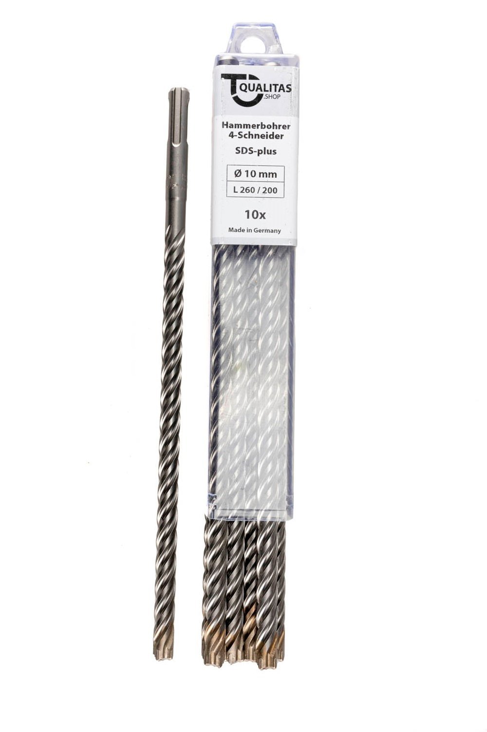 QUALITAS SDS-plus 4-Schneider Bohrer, Packung beinhaltet 10 Stück