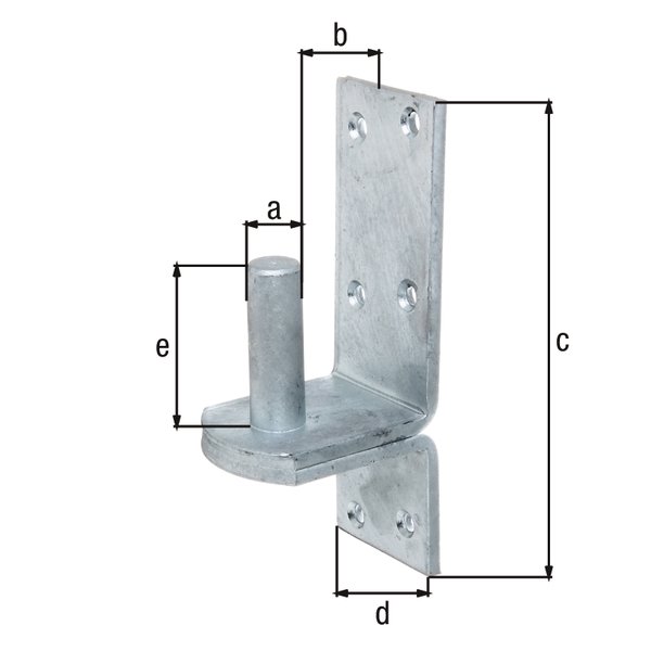 Kloben auf Platte,feuerverzinkt,Dorn Ø20 mm,Abstand 35 mm,Platte HxB189x60 mm