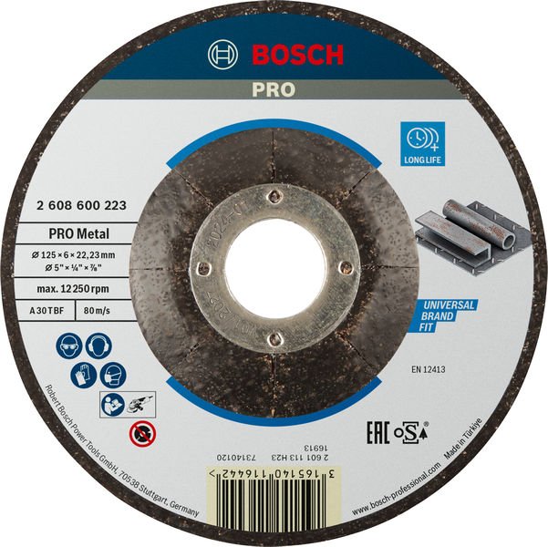 PRO Metal Schleifscheibe, 125 x 6 x 22.23 mm, oSa