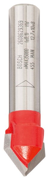 V-Nutfräser Expert for Wood, 8 mm, D 12,7 mm, L 10 mm, G 44,5 mm, 90°