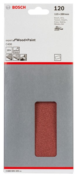 Schleifblatt C430, 115 x 280 mm, 120, ungelocht, gespannt, 10er-Pack