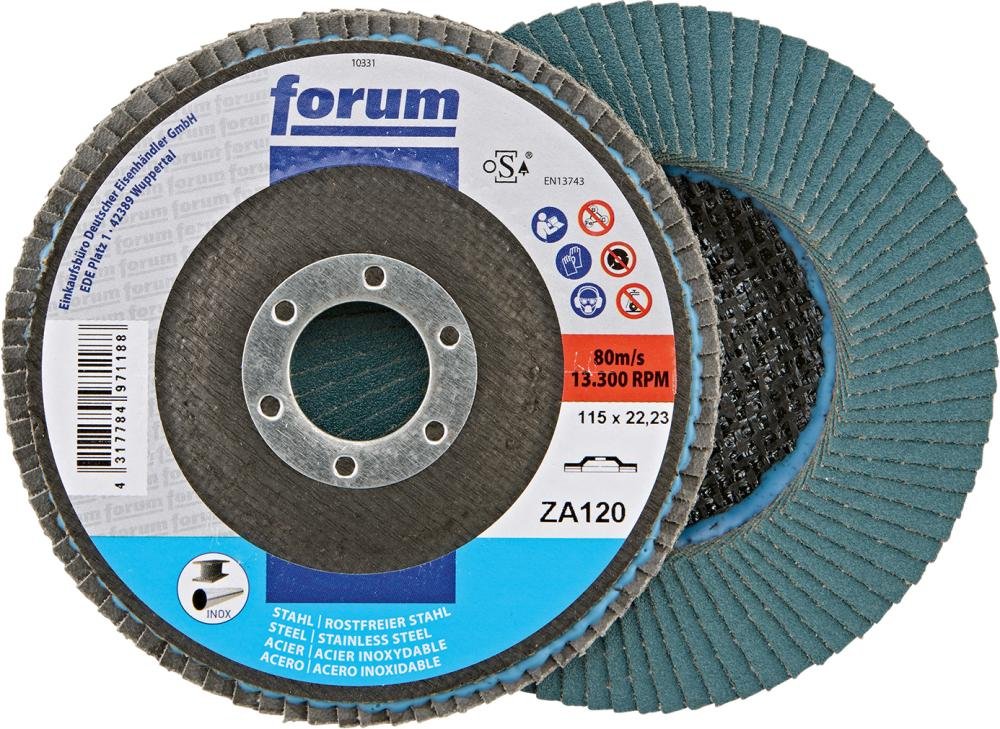 Fächerschleifscheibe 115mm, gerade, ZK 120 FORUM