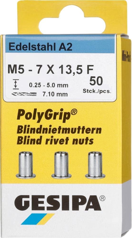Bl.Nietm. VA Minipack Polygrip A2 M5 x 7 x 13,5