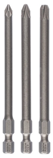 Schrauberbit-Set Extra-Hart, 3-teilig, PZ1, PZ2, PZ3, 89 mm