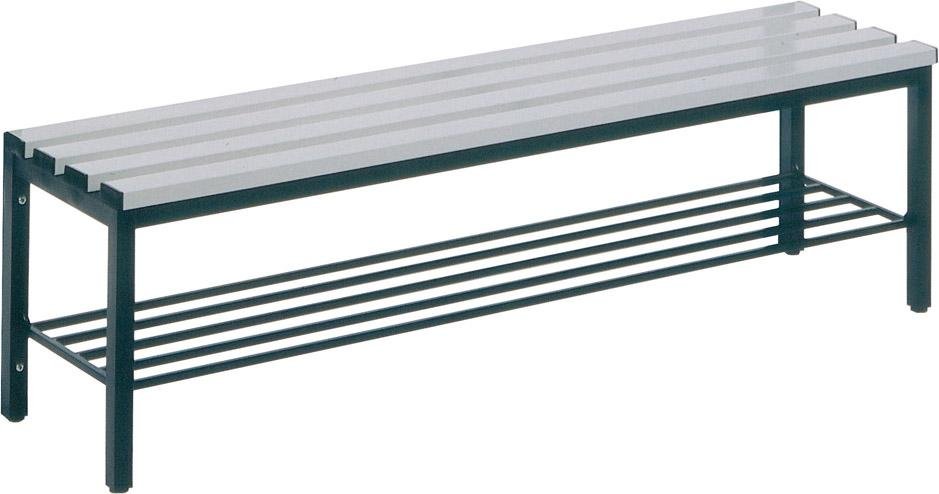 Sitzbank mit 4 Füßen B1000xT353xH420 mm RAL 7021/Kst.-Leisten mit Schuhrost CP
