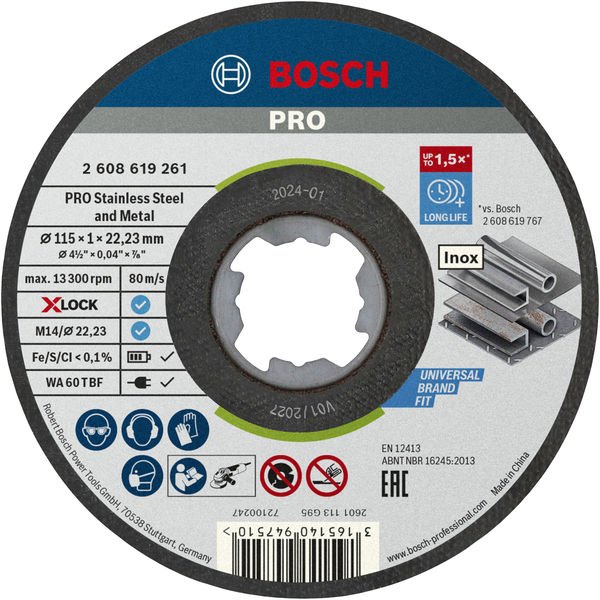 PRO Stainless Steel and Metal X-Lock Trennscheibe, 115 x 1 x 22.23 mm, gerade