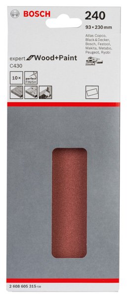 Schleifblatt C430, 93 x 230 mm, 240, ungelocht, gespannt, 10er-Pack