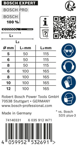 EXPERT SDS plus-7X Hammerbohrer-Set, 5/6/6/8/8/10/12 mm, 7-tlg