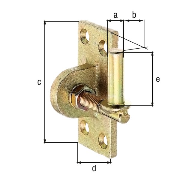 Kloben z.Anschrauben,verstellb.,feuervz.DornØ16mm,Platte BxH45x105mm,Gewinde:M16
