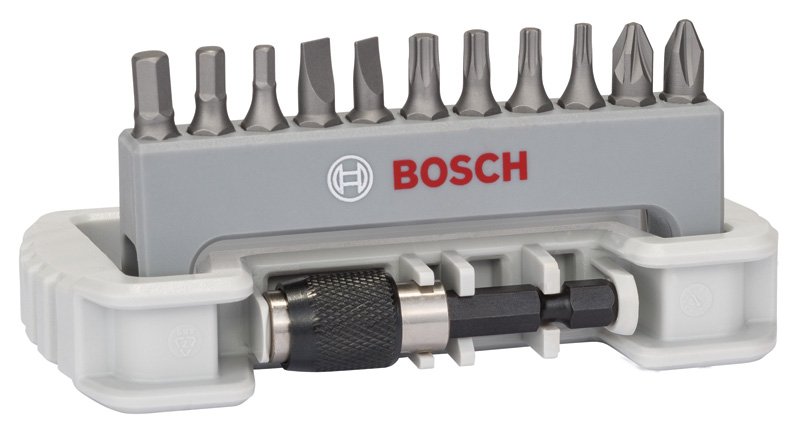 11-tlg. Schrauberbit-Set inklusive Bithalter, PH, PZ, T, S, HEX, 25 mm