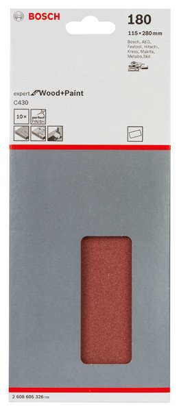 Schleifblatt C430, 115 x 280 mm, 180, ungelocht, gespannt, 10er-Pack