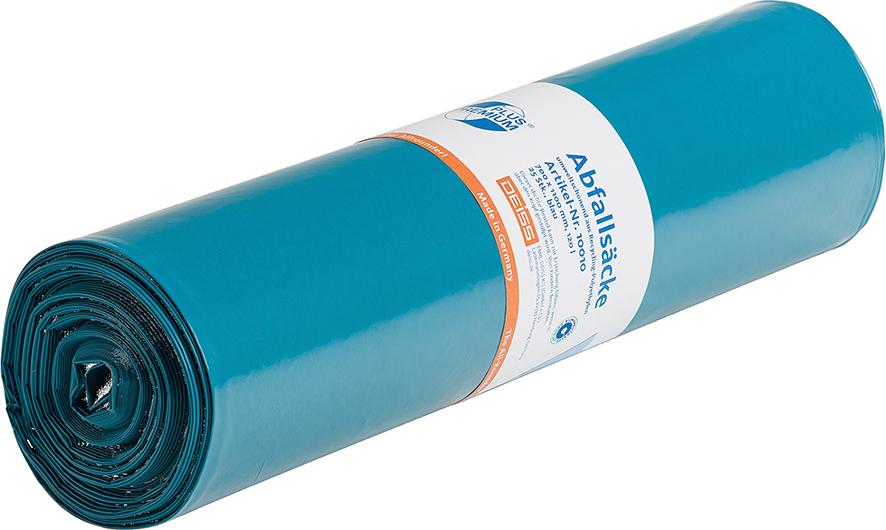 Abfallsack aus Polyethylen (PE) Volumen 120l Materialstärke 70µ blau 250 Stück