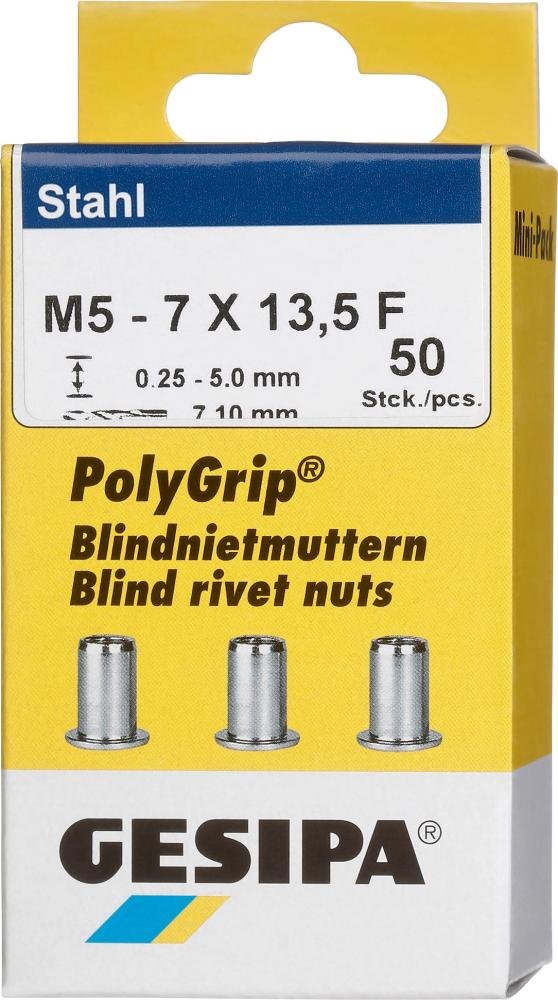 Bl.Nietm.Stahl Minipack Polygrip M5 x 7 x 13,5