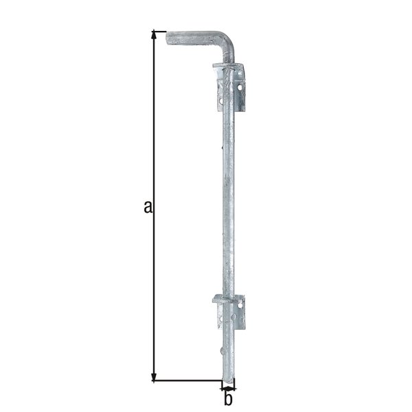 Bodenschieber, feuerverzinkt, Gesamthöhe 400 mm, Abstand Bolzen - Tor 40 mm