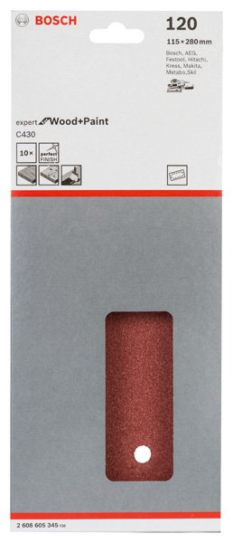 Schleifblatt C430, 115 x 280 mm, 120, 14 Löcher, 10er-Pack