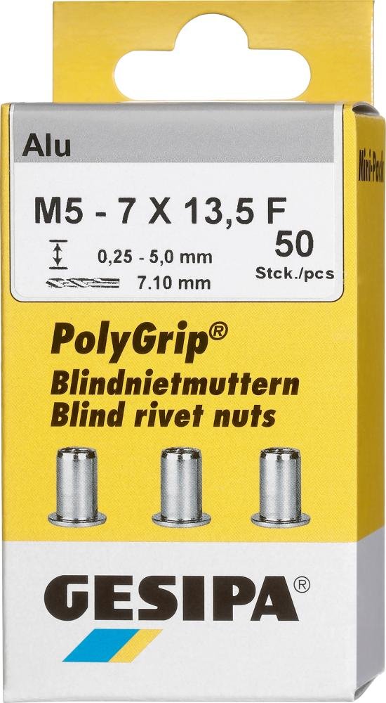 Bl.Nietm.Alu Minipack Polygrip M5 x 7 x 13,5