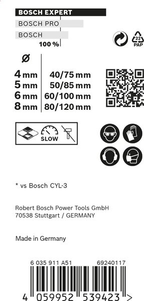 EXPERT MultiConstruction Robust Line CYL-9 Bohrer-Set, 4/5/6/8 mm, 4-tlg.
