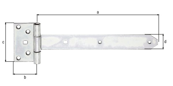 Kreuzgehänge, disp., Scharnier LxB 103x59, Band LxB 291x40 mm