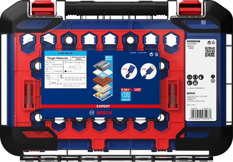EXPERT Tough Material Lochsäge-Set, 20/22/25/32/35/40/44/51/60/64/76 mm, 14-tlg.