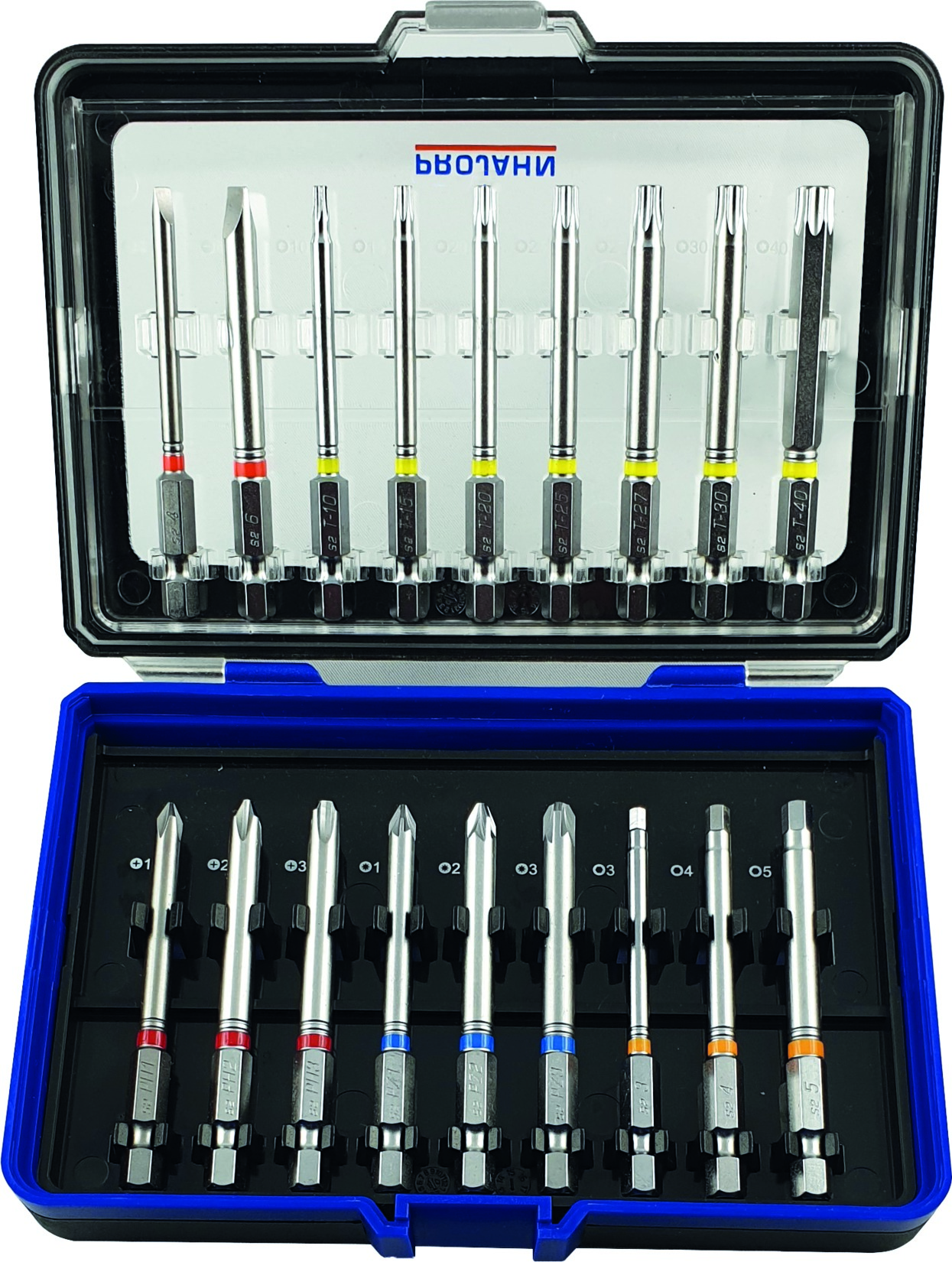 1/4" Bit Box mit markierten Bits 18tlg