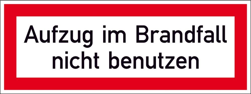 Brandschutzschild Folie B148xH52 mm Aufzug im Brandfall n.b. langnachleuchtend