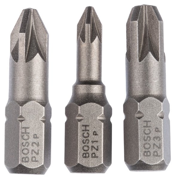 Schrauberbit-Set, Extra Hard, 3-tlg., PZ1, PZ2, PZ3, 25 mm