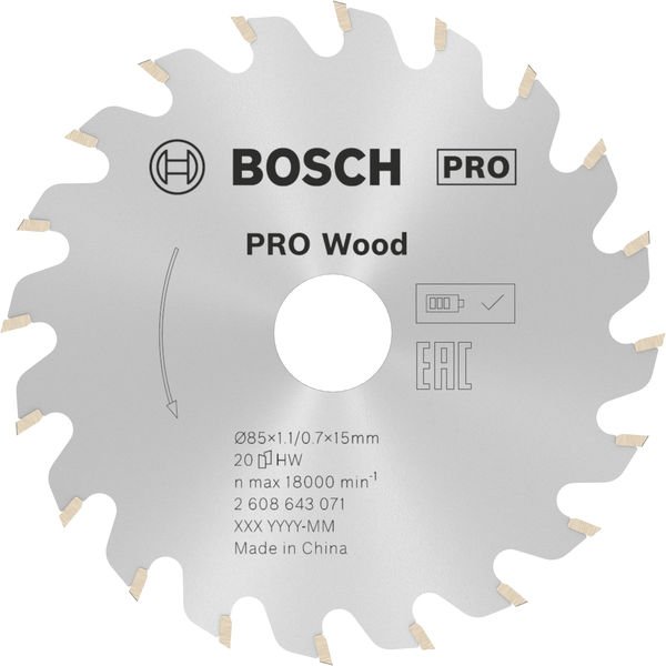 PRO Wood Kreissägeblatt, 85 x 1.1 x 15 mm