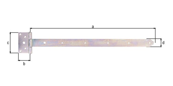 Kreuzgehänge, disp., Scharnier LxB 103x59, Band LxB 591x40 mm