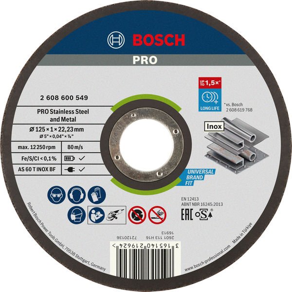 PRO Stainless Steel and Metal Trennscheibe, 125 x 1 x 22.23 mm, gerade, oSa