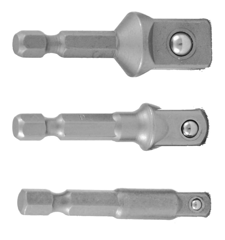 1/4" Bit Adapter Set 3tlg. Länge 50 mm für Stecknuesse 1/4", 3/8", 1/2"