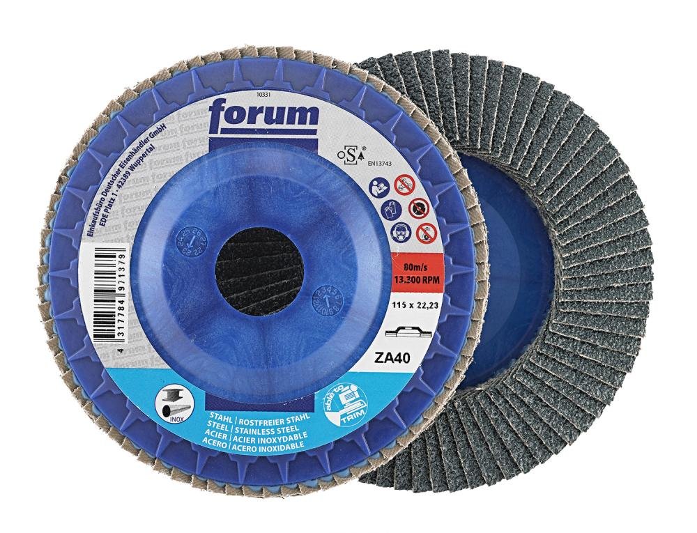 Fächerschleifscheibe 115mm, gewölbt, ZK 40 trimmbar FORUM