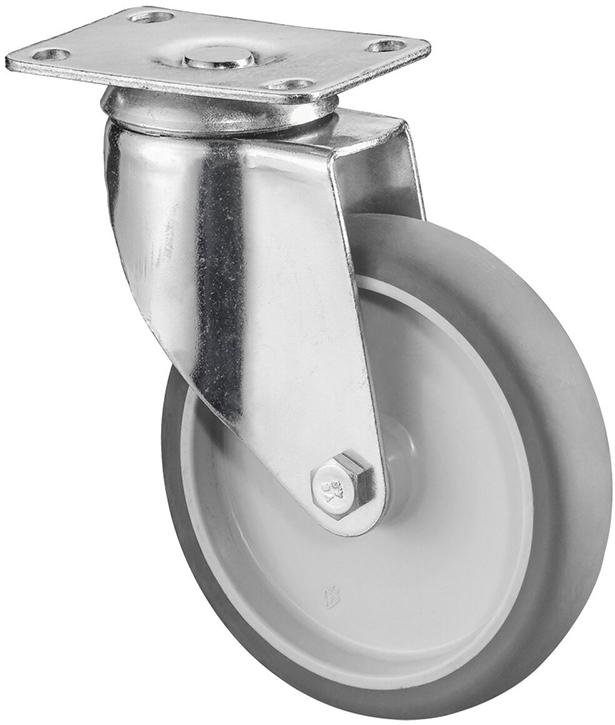 Lenkrolle 100mm,C100 Platte,Gummirad,GL C100.A80.100 BS ROLLEN