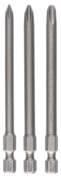 Schrauberbit-Set Extra-Hart, 3-teilig, PH1, PH2, PH3, 89 mm