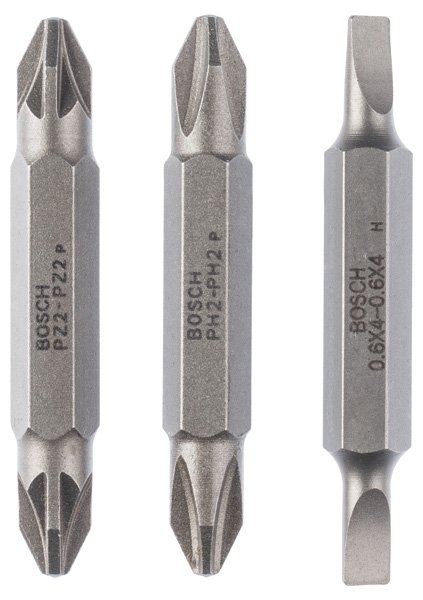 Doppelklingenbit-Set, 3-teilig, S0,6x4,0, S0,6x4,0, PH2, PH2, PZ2, PZ2, 45 mm