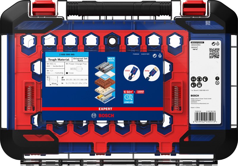 EXPERT Tough Material Lochsäge-Set, 22/25/35/51/60/68 mm, 9-tlg.