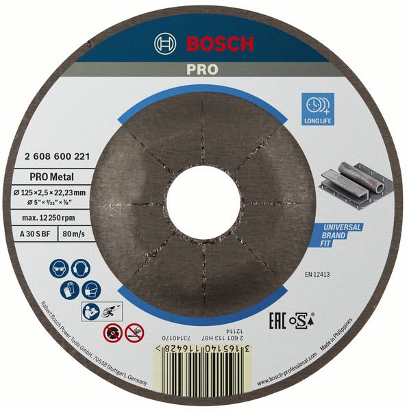PRO Metal Trennscheibe, 125 x 2.5 x 22.23 mm, gekröpft, oSa